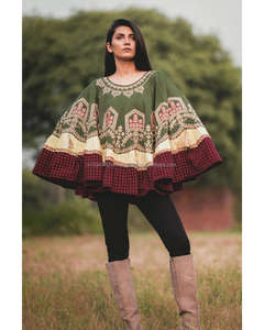 Cape rouge plissée de Style Boho, 1 pièce, pour hommes, ethnique, bandana, chouchou, pour l'hiver, avec des carreaux rouges, jupe plissée, qualité Unique - Product Image 2