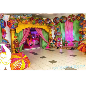 การจัดเวทีงานซันจีตในธีมราชสถาน  อุปกรณ์ตกแต่งเวทีงานเมห์นดีในราชสถาน  ฉากงานเมห์นดีสไตล์ราชวัตตาในราชสถาน  สหรัฐอเมริกา - Product Image 1