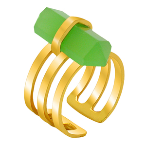 Forme de boîte Prehnite calcédoine pierre précieuse bague en argent Sterling 925 bague réglable bijoux en spirale bague à la mode à la mode pour les femmes - Product Image 1