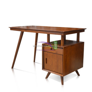 Escritorio de Estilo Vintage en Madera de Teca Maciza Color Marrón Medio con Cajón - Product Image 3