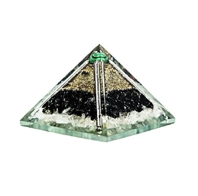 Selenite Black Tourmaline Orgone Pyramid With Green Malachite With Chakra Protection : Wholesaler Supply