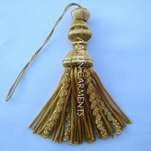 Wholesale Metallic Thread Promotional Tassel - Wholesale Handmade New Fancy French Gold Bullion Tassel-Metallic Bullion Tassels - Product Image 1