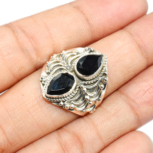 Anillos de plata de ley 925 de ónix negro en forma de pera, joyería de plata de ley 925, joyería de la India, venta al por mayor - Product Image 4