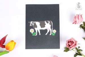 Tarjeta Pop-up Kiricard 3D de Papel con Diseño de Vaca Lechera Vietnamita, Impresión Offset, Objeto de Colección Artístico para Festividades - Product Image 6