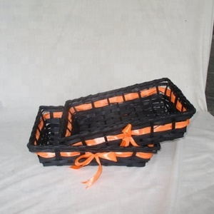 Wholesale Empty <b>Gift</b> <b>Basket</b> Bamboo <b>Gift</b> <b>Basket</b> with Ribbon - Product Image 2