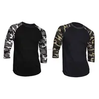 3/4 Sleeve Camouflage Baseball T-Shirt/ Raglan Plain Camo Tee Men der Sports M-2XL