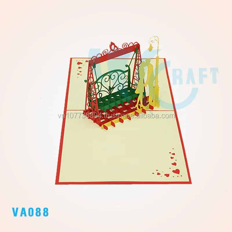 Cartolina d'auguri pop-up 3d con gabbia per uccelli di alta qualità fatta a mano in vietnam