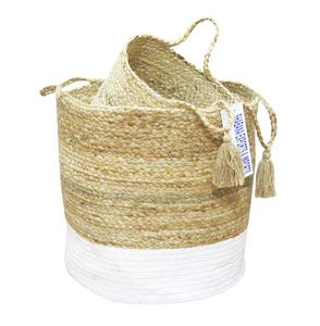 <b>Basket</b> Jute Cotton <b>Rope</b> Decoration Custom Design Handmade Storage <b>Baskets</b> Set with Handle Food Fruit Vegetable <b>Baskets</b> - Product Image 1