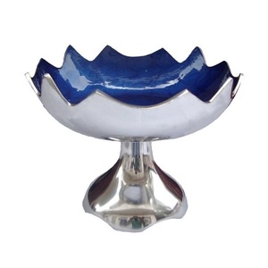 Meilleure vente en aluminium moulé bol de stockage de fruits en gros de qualité supérieure bol de fruits bleu et argent couleur émail bol de fruits - Product Image 1