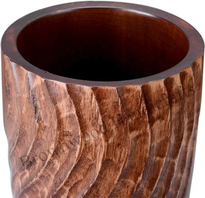 Florero tallado a mano de madera de mango personalizado decoración creativa de mesa de madera para decoración moderna de vestíbulo - Product Image 3