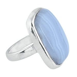 Bague en argent sterling 925 rectangle bleu dentelle agate pierre précieuse Unique à la mode dernière conception plaqué argent bijoux fins - Product Image 3
