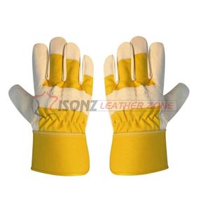 Guantes de Trabajo ISONZ Leather Zone de Piel de Becerro, Anti-Impacto, Anti-Golpes, con Puño Reforzado de Goma y Forro de Algodón - Product Image 3
