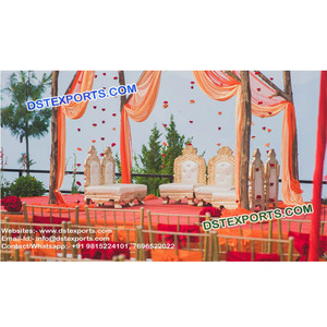 ชุดเก้าอี้งานแต่งแบบ Mandap,ชุดเก้าอี้งานแต่งอินเดียเก้าอี้งานแต่งงานไม้แกะสลัก - Product Image 1