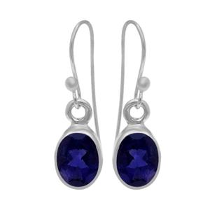 Saphir bleu forme ovale pierres précieuses 925 argent Sterling oreille fil crochet boucles d'oreilles bijoux pour mariage, cadeau, fête pour les femmes - Product Image 1