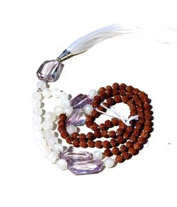 Unisex anudado a mano 108 cuentas Yoga Mala collar piedra lunar Rudraksha para regalo de fiesta de hinduismo religioso - Product Image 2