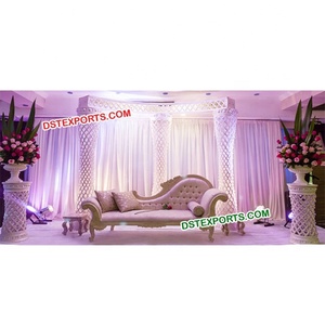 เสาหินพาลาซโซสำหรับงานแต่งงาน,เสาว่าวพระจันทร์ครึ่งเสี้ยวเสาคริสตัลสำหรับตกแต่งเวทีงานแต่งงานแบบอินเดีย - Product Image 1