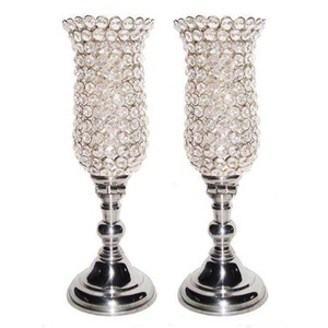 Portavelas de aluminio y Metal Chapado en plata de diseño exclusivo, cuentas de cristal, centro de mesa de tamaño personalizado para decoración de mesa - Product Image 1