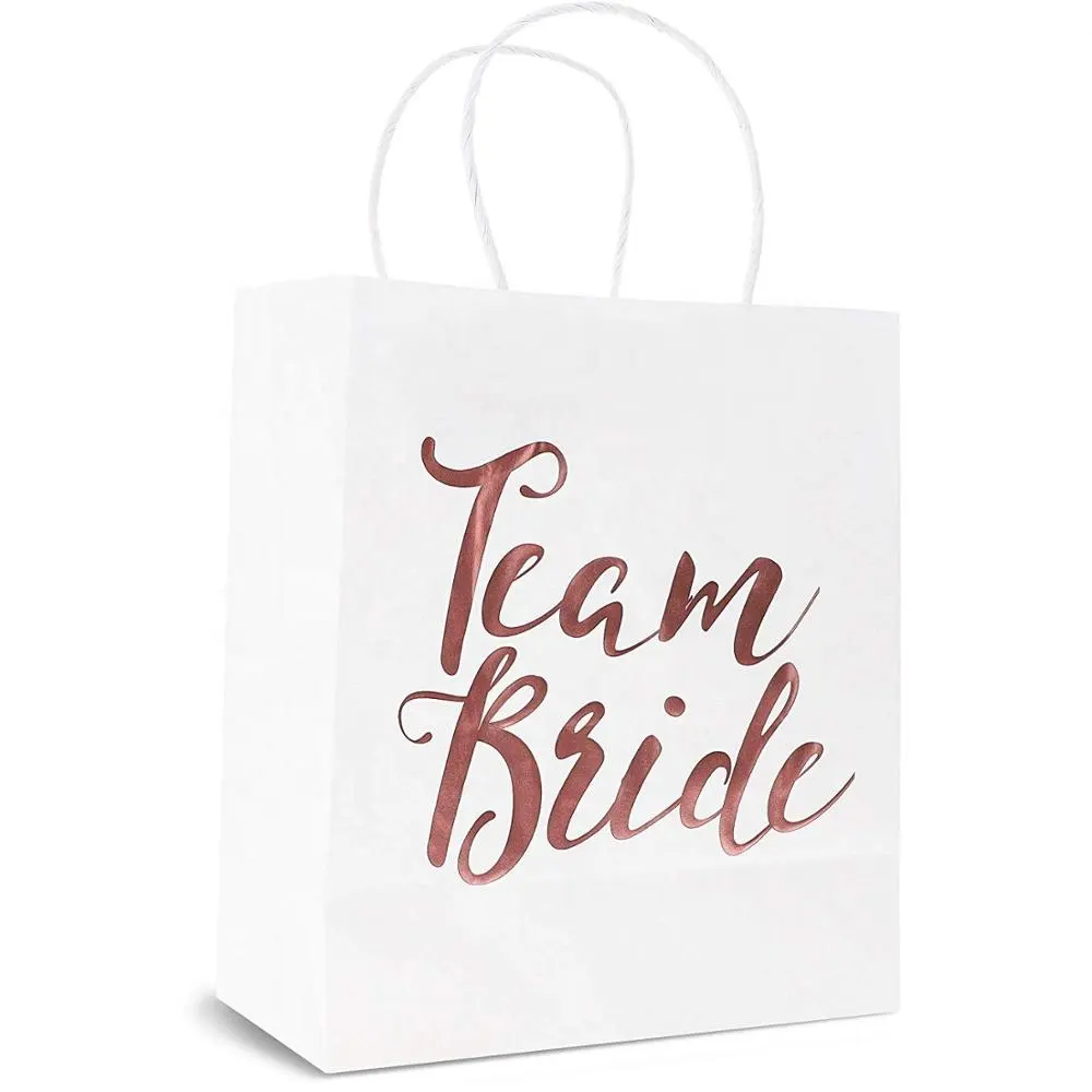 Nicro Team Bride Rose Gold Foil Bridesmaid Gift Bag Bachelorette bride Bags Wedding Gift Bags For Guest Party Favors