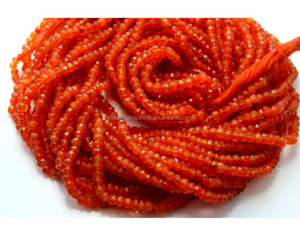 Perles en vrac à facettes en cornaline orange naturelle de qualité AAA 3x5mm pour la fabrication de bijoux échoués de MG - Product Image 2