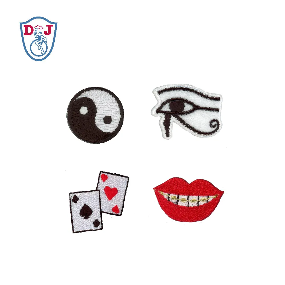 1 "Bán Buôn Dễ Thương Thêu Patches Sticker Tai Chi Miệng Poker Ace Thiết Kế Thêu Mắt