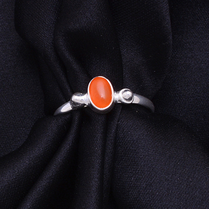 Bague en argent sterling 925 avec pierres précieuses en cornaline taillée ovale Bague à la mode plaquée argent classique pour anniversaire de mariage. - Product Image 2