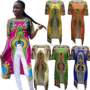 Dashiki ชุดเดรสสตรีสไตล์แอฟริกัน,เสื้อแขนสั้นฮิปปี้พิมพ์ลายชุดเดรสพิมพ์ลาย Dashiki ชุดเดรสแฟชั่นสำหรับงานปาร์ตี้ - Product Image 1
