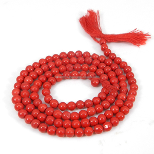 Cuentas redondas lisas de 3mm de Coral sintético, hilo de 14 pulgadas de longitud, 21,50 cts, venta al por mayor - Product Image 2