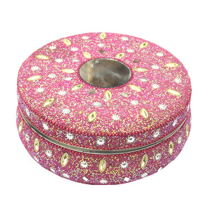 Eco-Friendly Jaipuri Handcrafted Round Jewelry Storage Box Luxury Wedding Ring Gift Container Velvet Material From India - Product Image 4