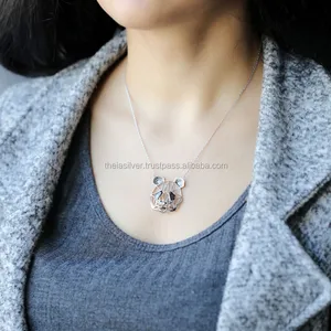 แฮนด์เมดแฟชั่น2018สัตว์แพนด้า Origami 925เงินสเตอร์ลิงจี้เสน่ห์สร้อยคอเครื่องประดับ - Product Image 1