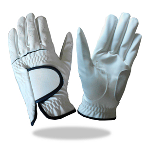 Guante de golf sintético completo blanco con parche de cuero Logotipo y diseño personalizados Unisex duradero para hombres y mujeres - Product Image 1