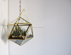Terrario de cristal de cobre y metal rosa para boda, flores artificiales, geométrico - Product Image 4