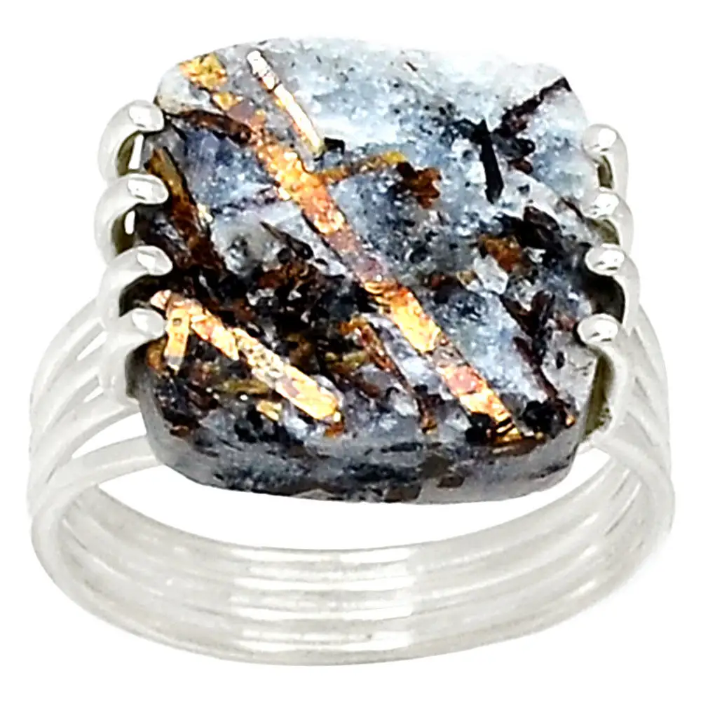 beautiful russian Astrophyllite 925 Silver Ring Jewelry