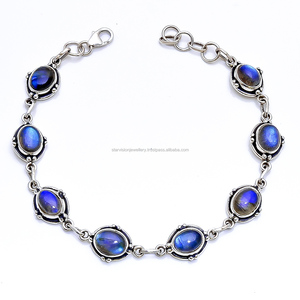 Bracelets en argent massif avec plusieurs pierres précieuses, bijoux faits à la main - Product Image 5