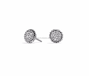 Timepieces <b>Eyewear</b> Jewelry Rhodium Plated CZ Studded Twisted Stud Earring Curved Textured - Product Image 1