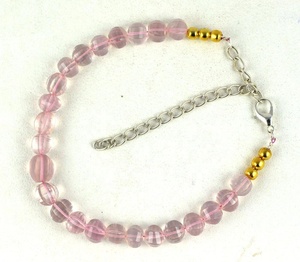 เครื่องประดับเงินสเตอริง92.5 24ชิ้นพลอยควอตซ์ธรรมชาติเพชรพลอยเหลี่ยมเพชรพลอยสีชมพูลูกปัดแฟนซีสร้อยข้อมือแฮนด์เมด - Product Image 4