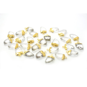 Pendentif en cristal de quartz de 13 à 15 mm avec bélière en forme de corne plaqué or pour la fabrication de bijoux - Product Image 3