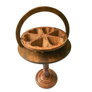 ตะกร้าสปริงพับได้ไม้ชิงชันแข็งแรง,ตะกร้าผลไม้ตัดเกลียวขนาด18นิ้ว24นิ้วตะกร้าแอปเปิ้ลแบบพับได้ดีไซน์แกะสลักจากไม้ - Product Image 2