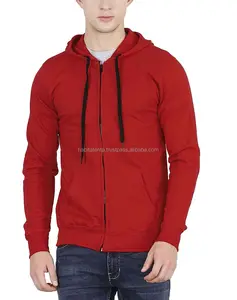 Hoodie Pria Musim Gugur Musim Dingin, Hoodie Bulu Merah Kosong Pria