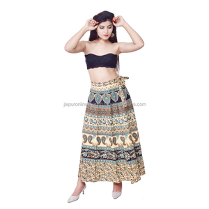 Faldas cruzadas de algodón con estampado Jaipuri para mujer para ropa de playa - Product Image 1