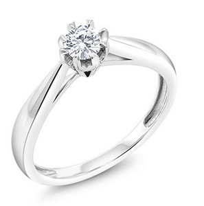 Bague solitaire en diamant véritable de 0,10 carats, coupe ronde, design classique |   Bague de Fiançailles Élégante, Bijou Fin, Cadeau pour Femme - Product Image 1