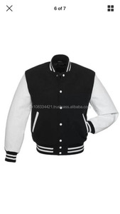OEM เสื้อแจ็คเก็ตผู้ชายสำหรับฤดูหนาวทำจากผ้าขนสัตว์แท้ผ้าโพลีเอสเตอร์ปักลายเบสบอลออกแบบหนังสไตล์มหาวิทยาลัย - Product Image 3