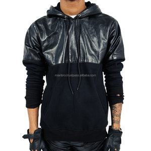 Customizable 100% Cotton Fleece <b>Hoody</b> Men's XS-6XL Sizes DIY Yarn Dyed <b>with</b> Spring Hooded Collar Leather Accents <b>Thumb</b> <b>Hole</b> Cuff - Product Image 1