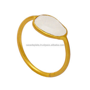 925แหวนเงินสเตอร์ลิงประดับพลอยสีรุ้งประดับหินมูนสโตนชุบทองแหวนแฟชั่นสำหรับเป็นของขวัญแต่งงานหรือปาร์ตี้ - Product Image 1