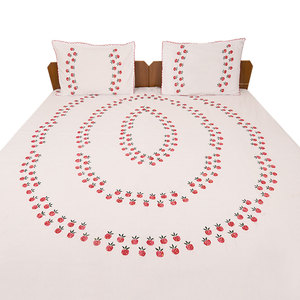 Hecho a mano Barely Blush Doble Algodón Rosa Claro Rojo Sábana Lino - Product Image 1