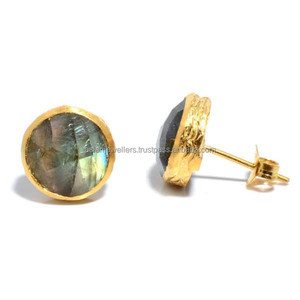 925 sterling <b>silver</b> Labradorite <b>stud</b> <b>earrings</b> - Product Image 1