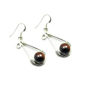 Natural Black <b>Pearl</b> <b>Earrings</b> Handmade 925 <b>Sterling</b> <b>Silver</b> Jewelry <b>Earring</b> for Women Fashion Jewelry - Product Image 1