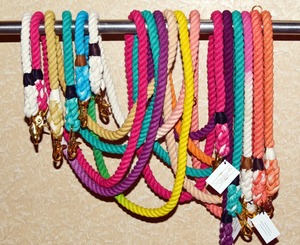 Handstitched Organic Cotton Rope <b>Dog</b> <b>Leash</b> with Pastel Purple Ombre Leather <b>Leash</b> - Product Image 1