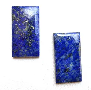 Top Kwaliteit 2 Stuks Rechthoek Vorm Natuurlijke Blauwe Lapis Lazuli Losse Edelsteen Cabochon Maken Draad Omwikkeld Sieraden Kralen