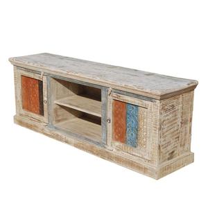 Mesa de TV con centro de medios de madera reciclada rústica - Product Image 1