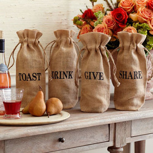 Bolsa de yute de botella de vino Vintage de alta calidad con asa de cuerda, artículo de regalo de gran oferta barato al por mayor - Product Image 3